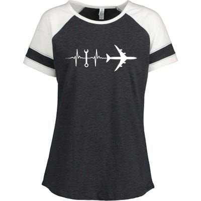 Airplane Mechanic Heartbeat Plane Planes Gift Enza Ladies Jersey Colorblock Tee