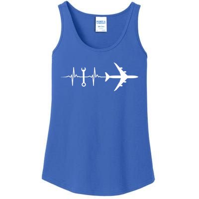 Airplane Mechanic Heartbeat Plane Planes Gift Ladies Essential Tank