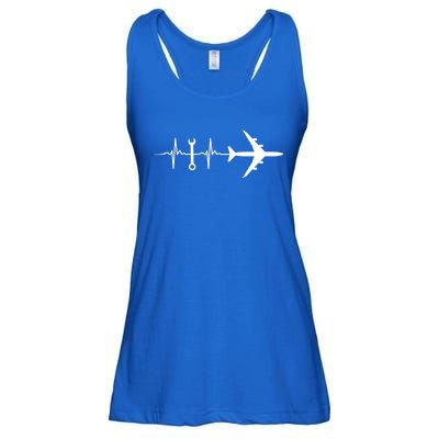 Airplane Mechanic Heartbeat Plane Planes Gift Ladies Essential Flowy Tank