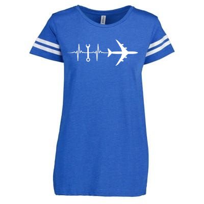 Airplane Mechanic Heartbeat Plane Planes Gift Enza Ladies Jersey Football T-Shirt