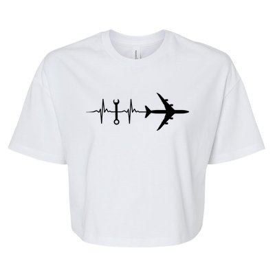 Airplane Mechanic Heartbeat Plane Planes Gift Bella+Canvas Jersey Crop Tee