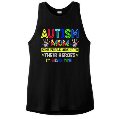 Autism Mom I'm Raising My Hero Awareness Puzzle Ladies PosiCharge Tri-Blend Wicking Tank