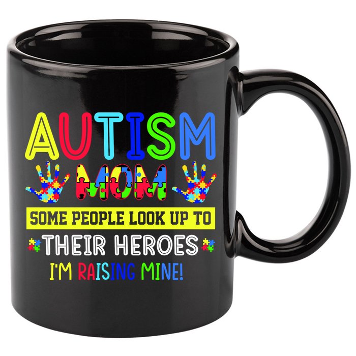Autism Mom I'm Raising My Hero Awareness Puzzle 11oz C Handle Ceramic Mug