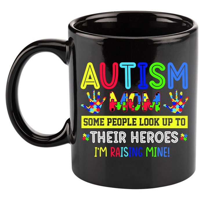 Autism Mom I'm Raising My Hero Awareness Puzzle 11oz C Handle Ceramic Mug