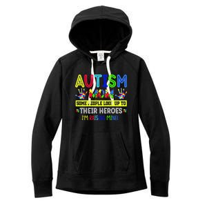 Autism Mom I'm Raising My Hero Awareness Puzzle Women's Fleece Hoodie