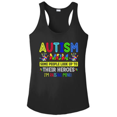 Autism Mom I'm Raising My Hero Awareness Puzzle Ladies PosiCharge Competitor Racerback Tank