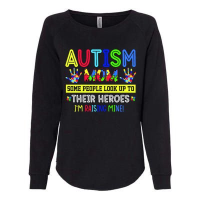 Autism Mom I'm Raising My Hero Awareness Puzzle Womens California Wash Sweatshirt