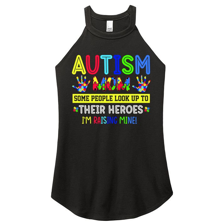 Autism Mom I'm Raising My Hero Awareness Puzzle Women's Perfect Tri Rocker Tank