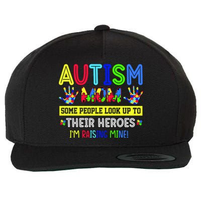 Autism Mom I'm Raising My Hero Awareness Puzzle Wool Snapback Cap