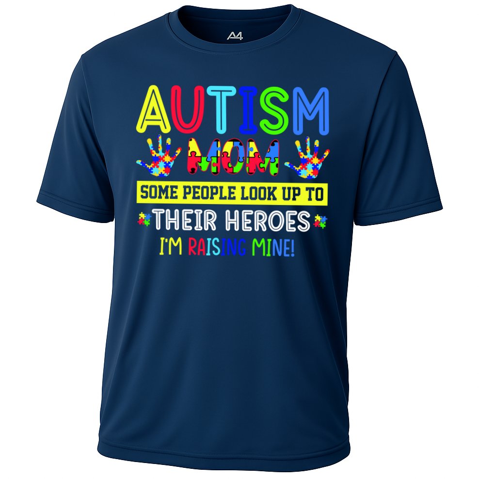 Autism Mom I'm Raising My Hero Awareness Puzzle Cooling Performance Crew T-Shirt