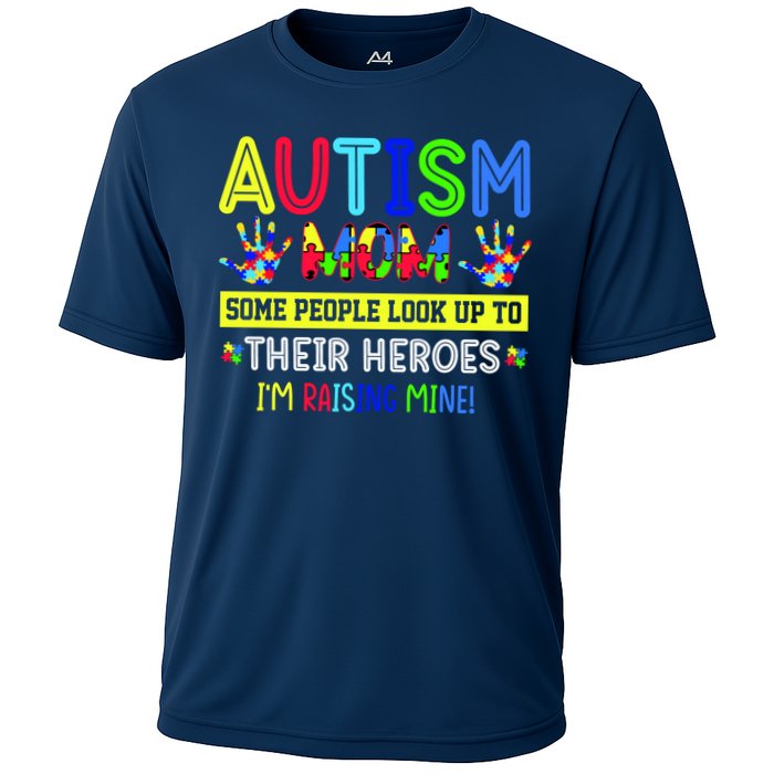 Autism Mom I'm Raising My Hero Awareness Puzzle Cooling Performance Crew T-Shirt