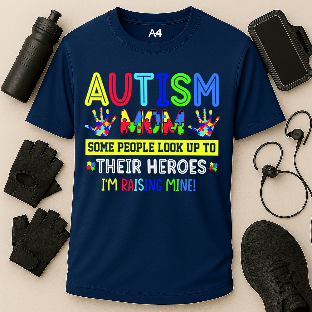 Autism Mom I'm Raising My Hero Awareness Puzzle Cooling Performance Crew T-Shirt