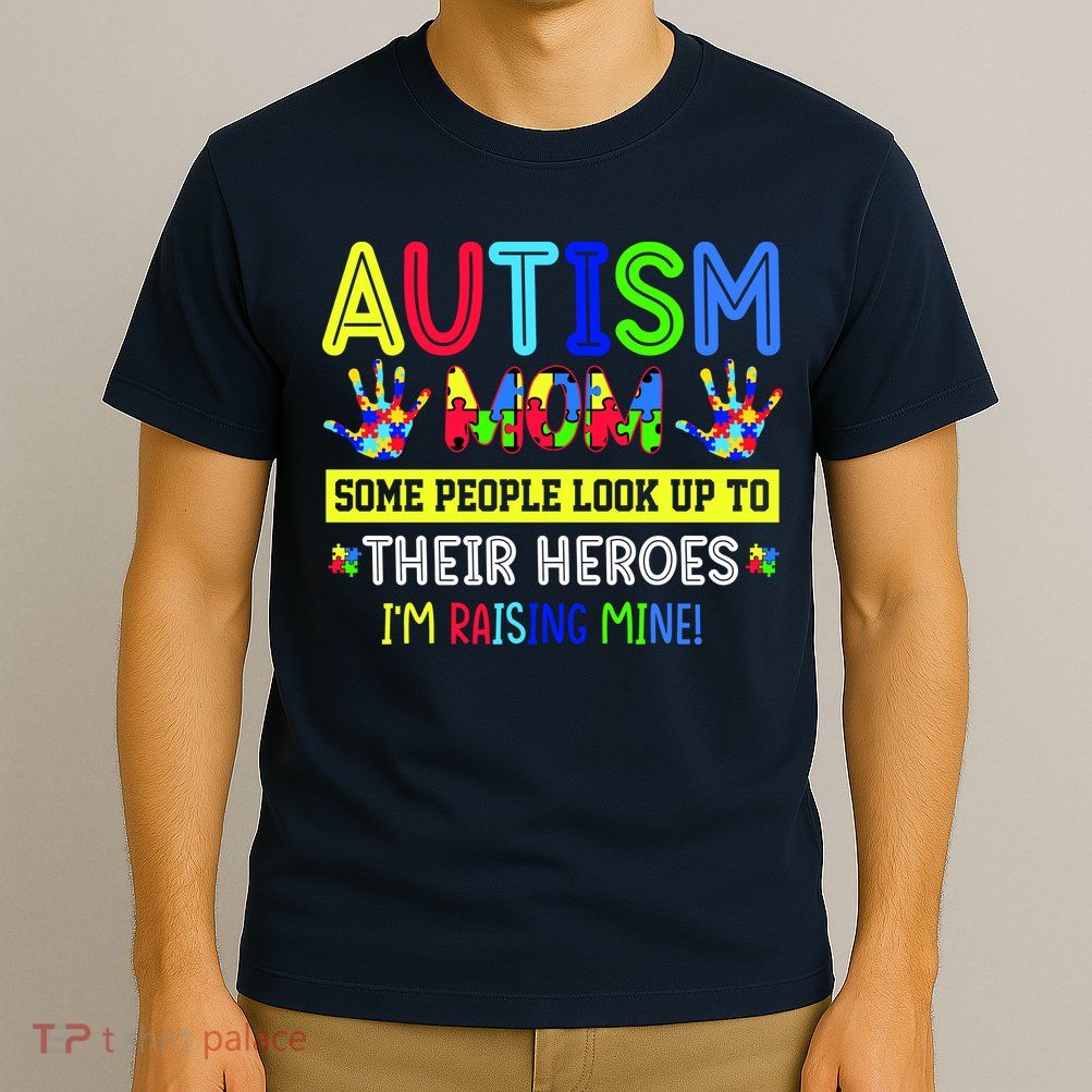 Autism Mom I'm Raising My Hero Awareness Puzzle T-Shirt