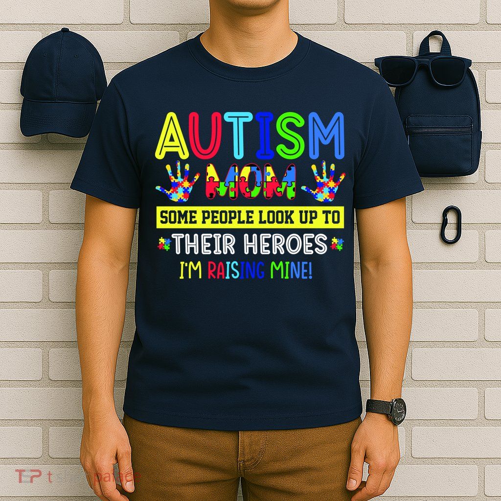 Autism Mom I'm Raising My Hero Awareness Puzzle T-Shirt