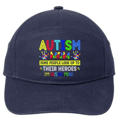 Autism Mom I'm Raising My Hero Awareness Puzzle 7-Panel Snapback Hat