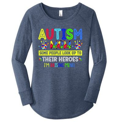 Autism Mom I'm Raising My Hero Awareness Puzzle Women's Perfect Tri Tunic Long Sleeve Shirt