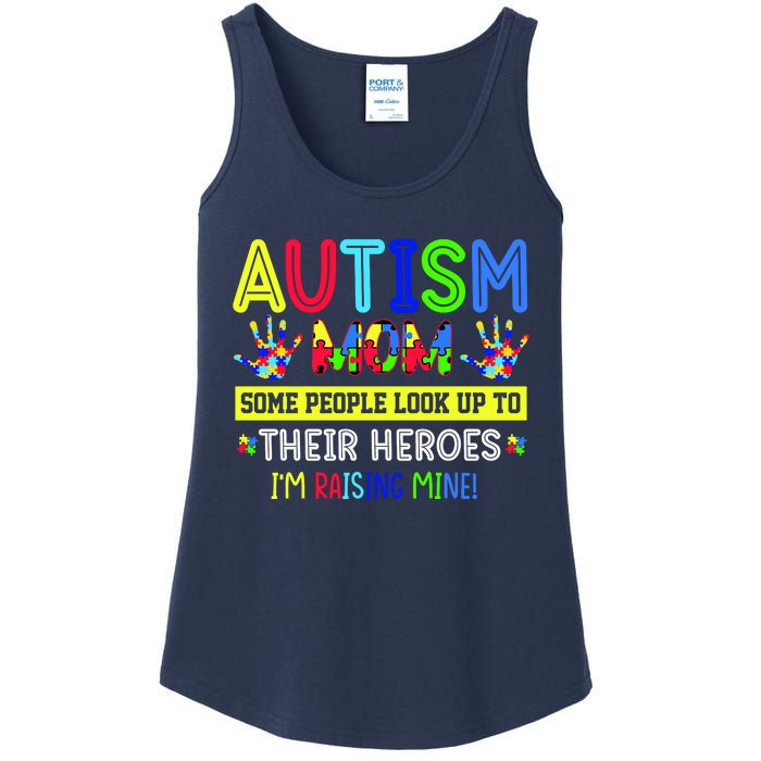 Autism Mom I'm Raising My Hero Awareness Puzzle Ladies Essential Tank