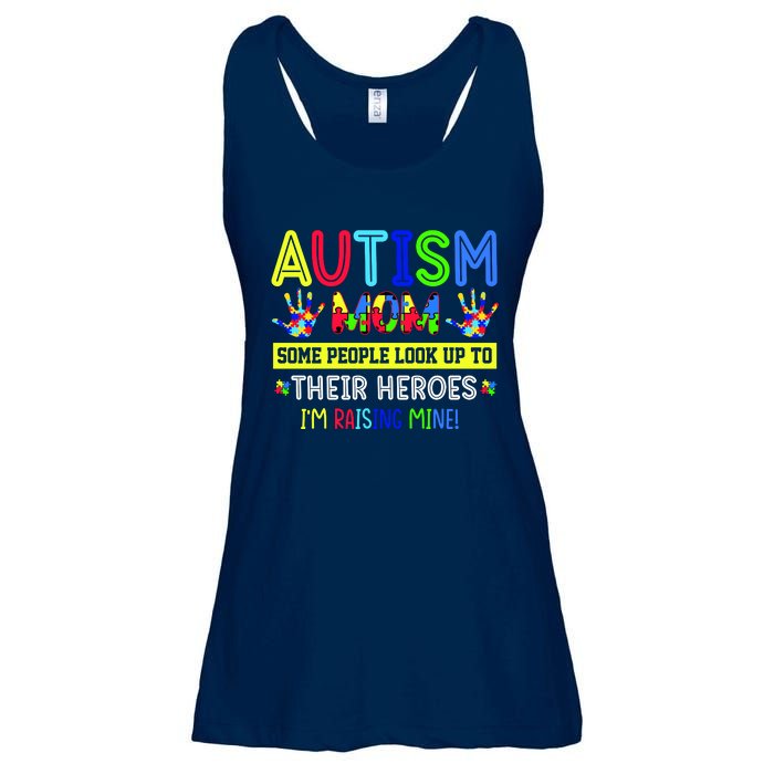 Autism Mom I'm Raising My Hero Awareness Puzzle Ladies Essential Flowy Tank