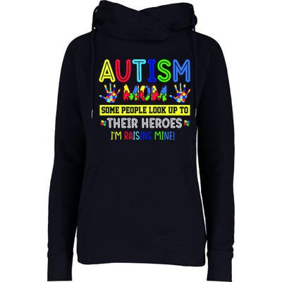 Autism Mom I'm Raising My Hero Awareness Puzzle Womens Funnel Neck Pullover Hood