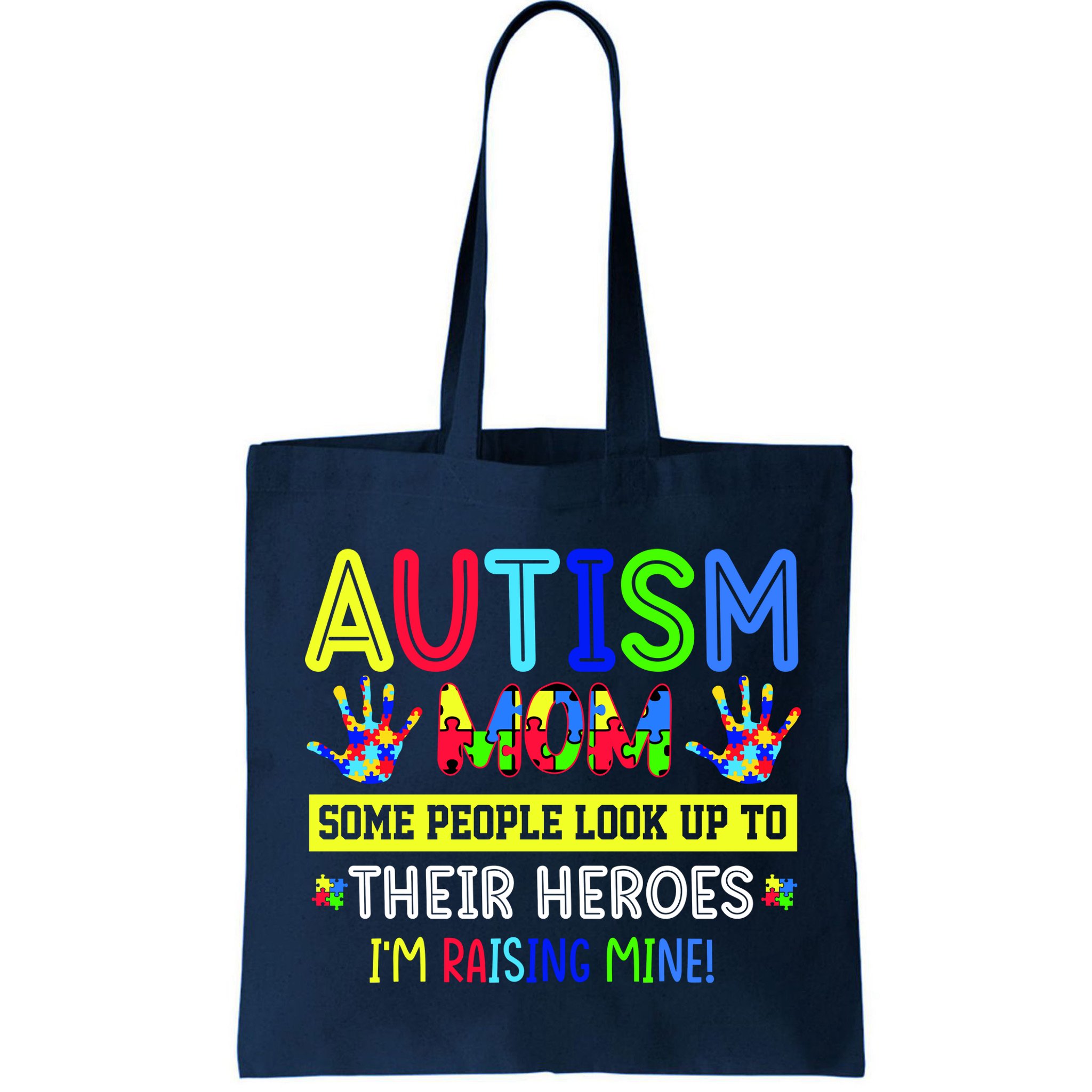 Autism Mom I'm Raising My Hero Awareness Puzzle Bag