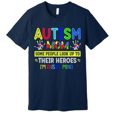 Autism Mom I'm Raising My Hero Awareness Puzzle Premium T-Shirt