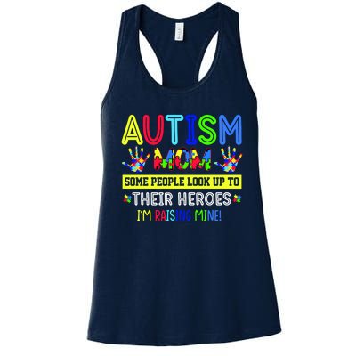 Autism Mom I'm Raising My Hero Awareness Puzzle Women's Racerback Tank