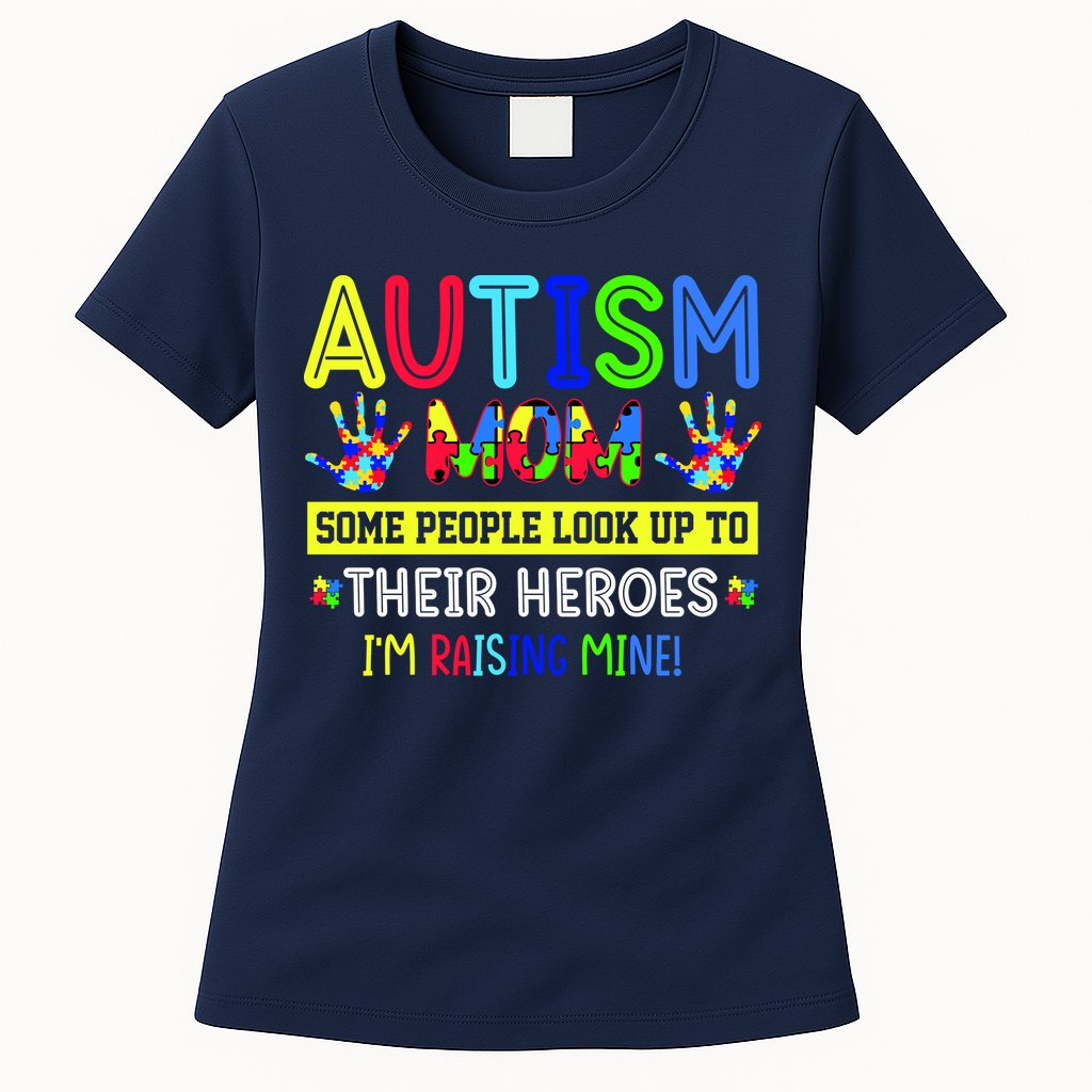 Autism Mom I'm Raising My Hero Awareness Puzzle Womens T-Shirt