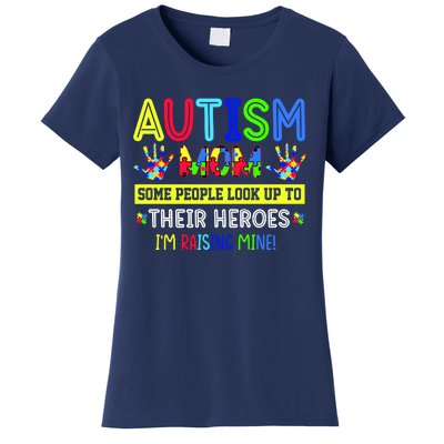 Autism Mom I'm Raising My Hero Awareness Puzzle Women's T-Shirt