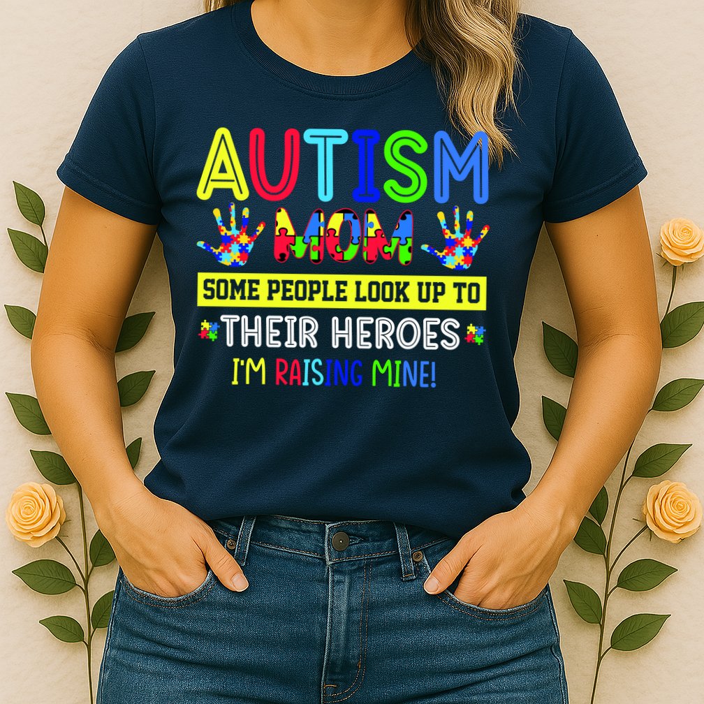 Autism Mom I'm Raising My Hero Awareness Puzzle Womens T-Shirt