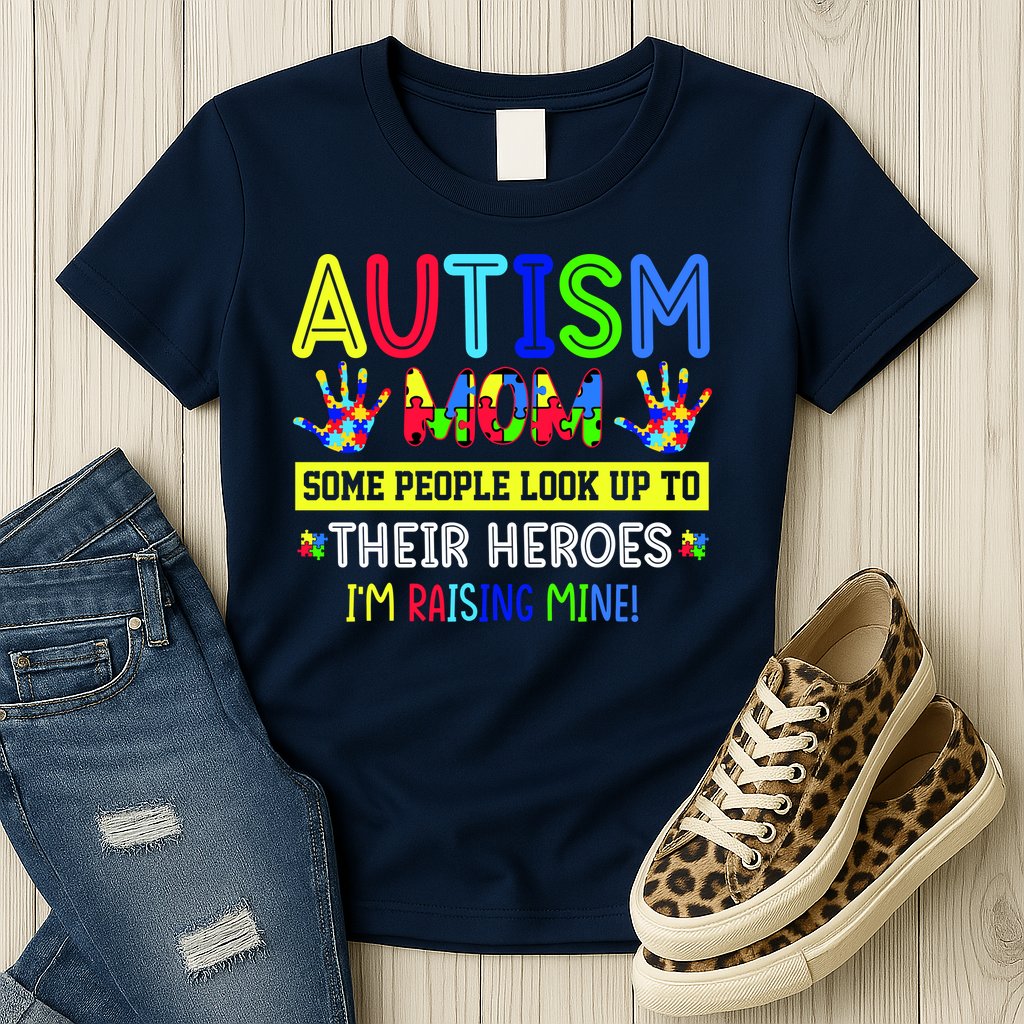 Autism Mom I'm Raising My Hero Awareness Puzzle Womens T-Shirt