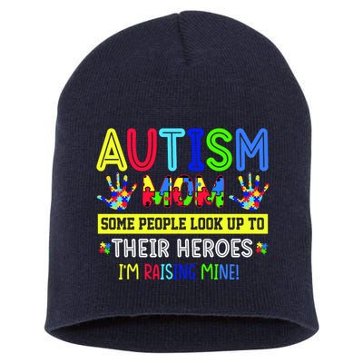 Autism Mom I'm Raising My Hero Awareness Puzzle Short Acrylic Beanie