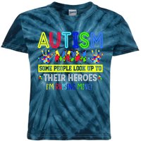 Autism Mom I'm Raising My Hero Awareness Puzzle Kids Tie-Dye T-Shirt