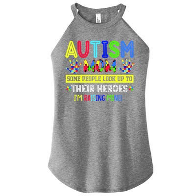 Autism Mom I'm Raising My Hero Awareness Puzzle Women's Perfect Tri Rocker Tank