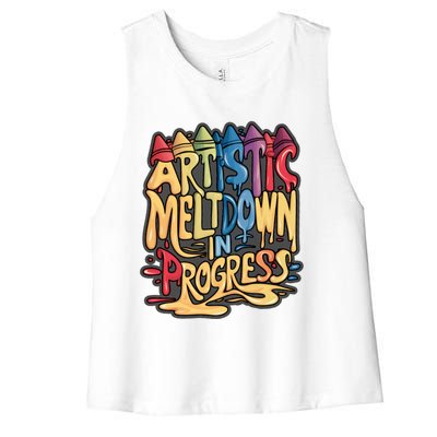 Artistic Meltdown In Progress Gift Women's Racerback Cropped Tank