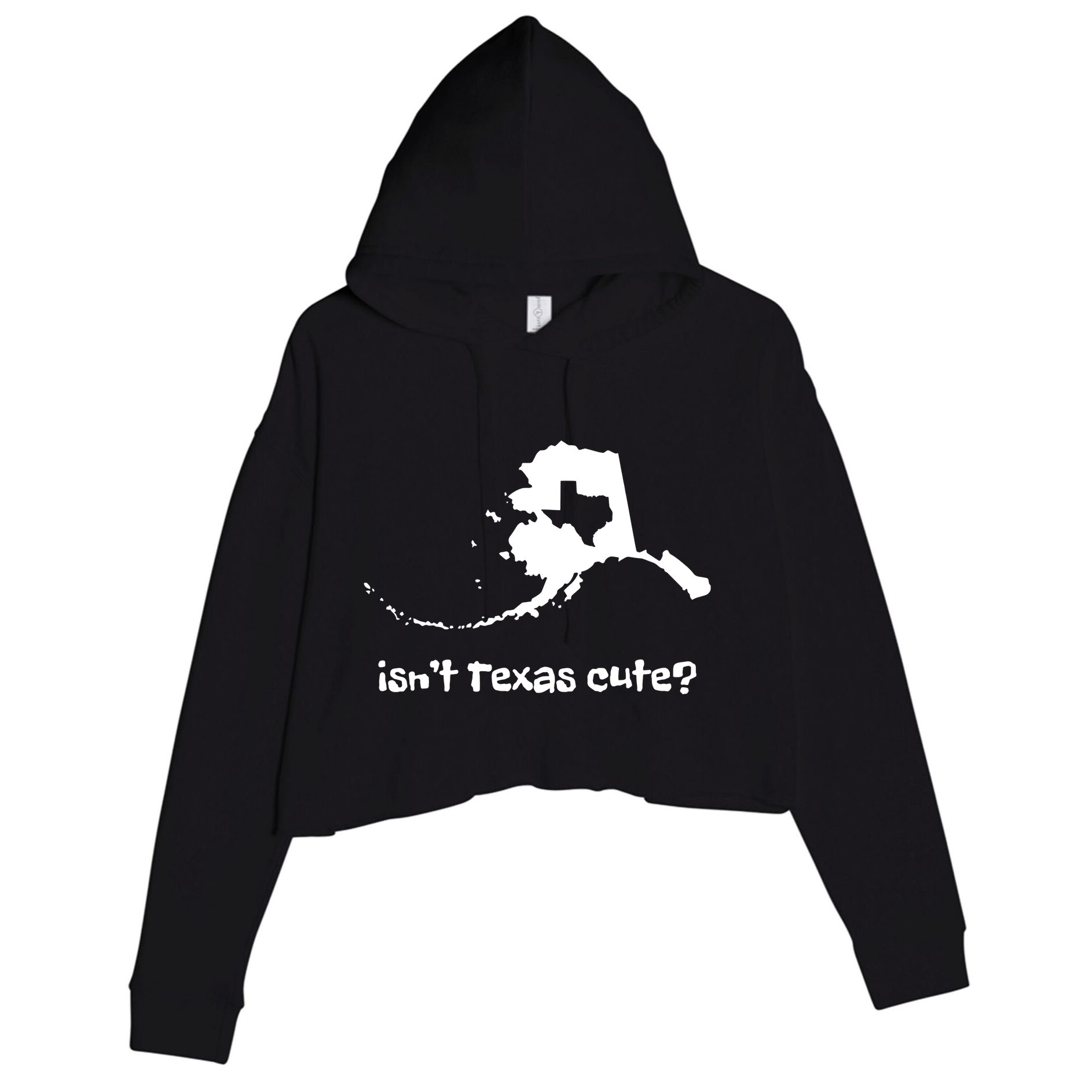 Alaska Map Isnt Texas Cute Funny Design Crop Fleece Hoodie