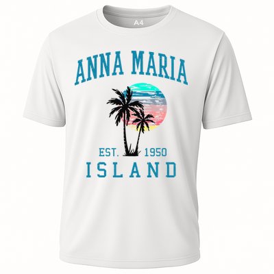 Anna Maria Island Florida Vintage Beach Palm Trees Summer Cooling Performance Crew T-Shirt