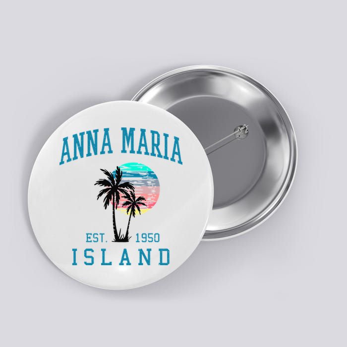 Anna Maria Island Florida Vintage Beach Palm Trees Summer Button