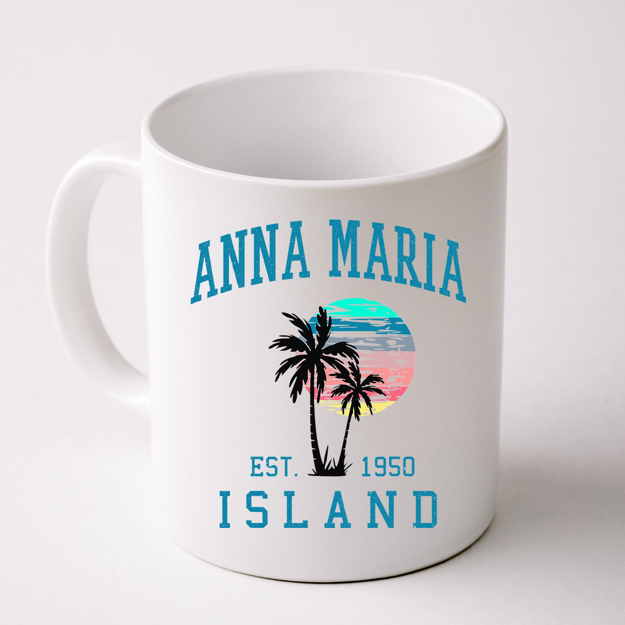Anna Maria Island Florida Vintage Beach Palm Trees Summer Mug