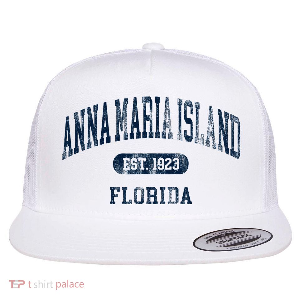 Anna Maria Island Florida Retro Preppy Throwback Souvenir Flatbill Hat