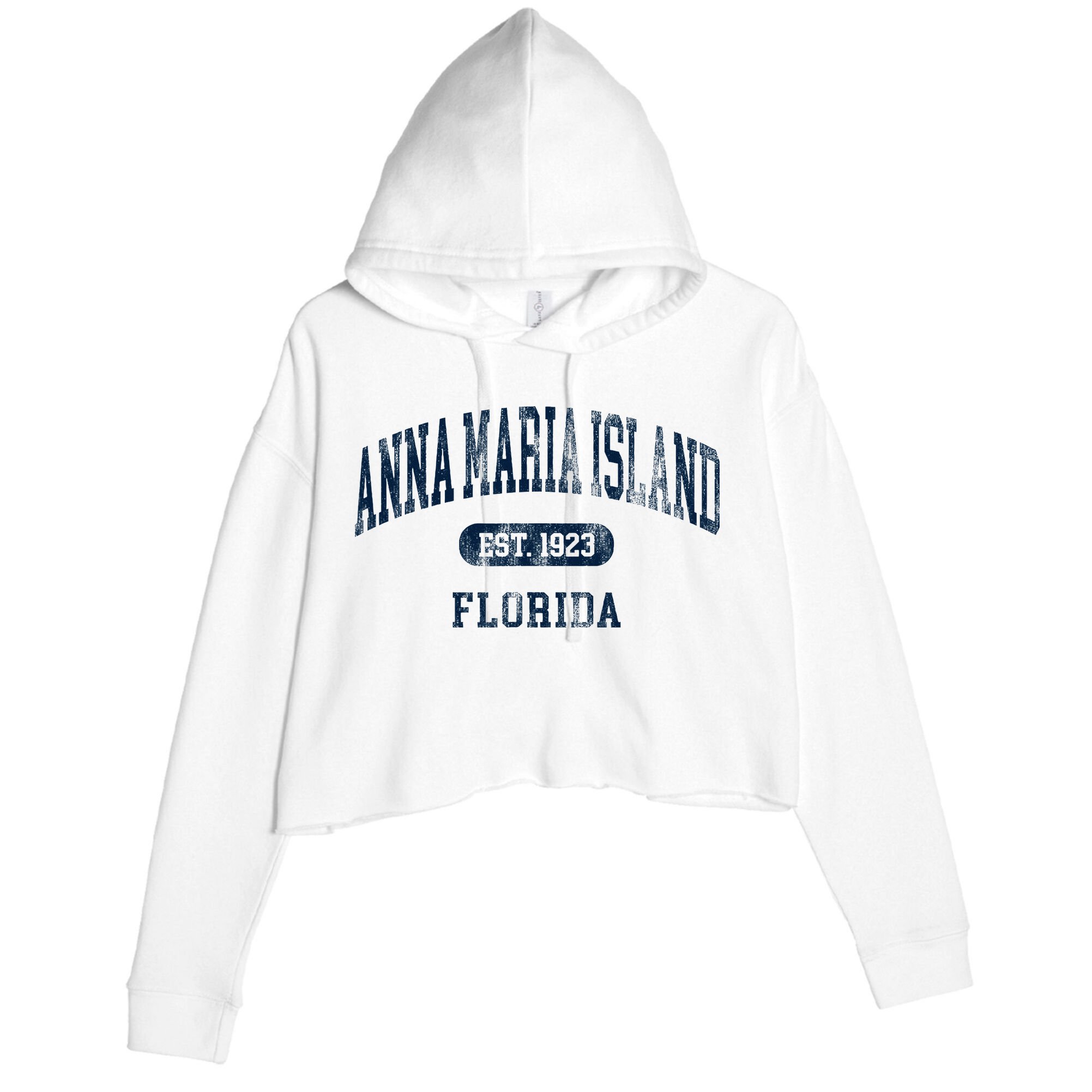 Anna Maria Island Florida Retro Preppy Throwback Souvenir Crop Fleece Hoodie