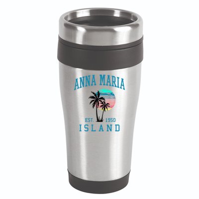 Anna Maria Island Florida Vintage Beach Palm Trees Summer 16oz Travel Tumbler