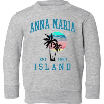 Anna Maria Island Florida Vintage Beach Palm Trees Summer Toddler Sweatshirt