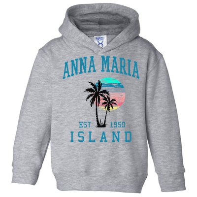 Anna Maria Island Florida Vintage Beach Palm Trees Summer Toddler Hoodie