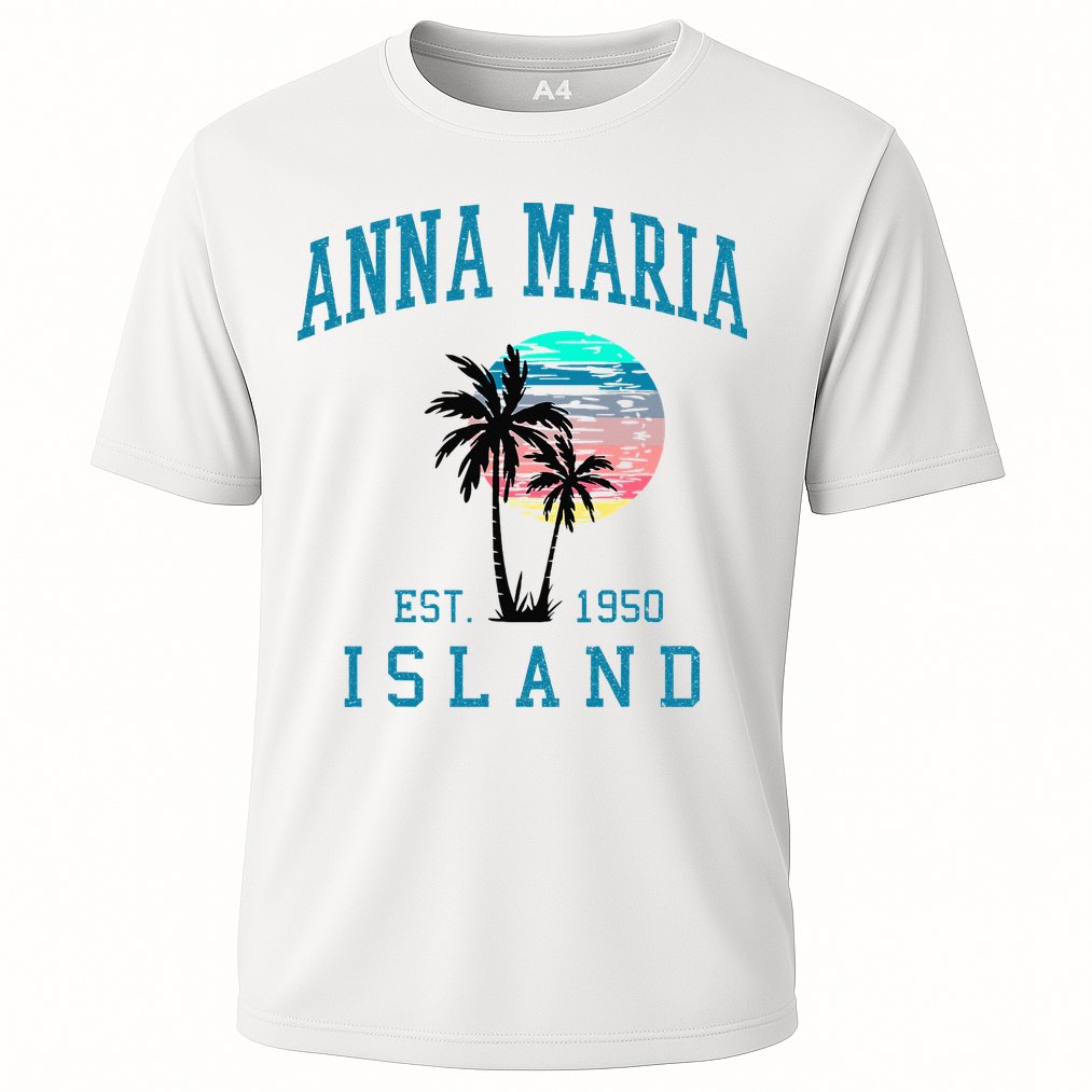 Anna Maria Island Florida Vintage Beach Palm Trees Summer Performance Shirt