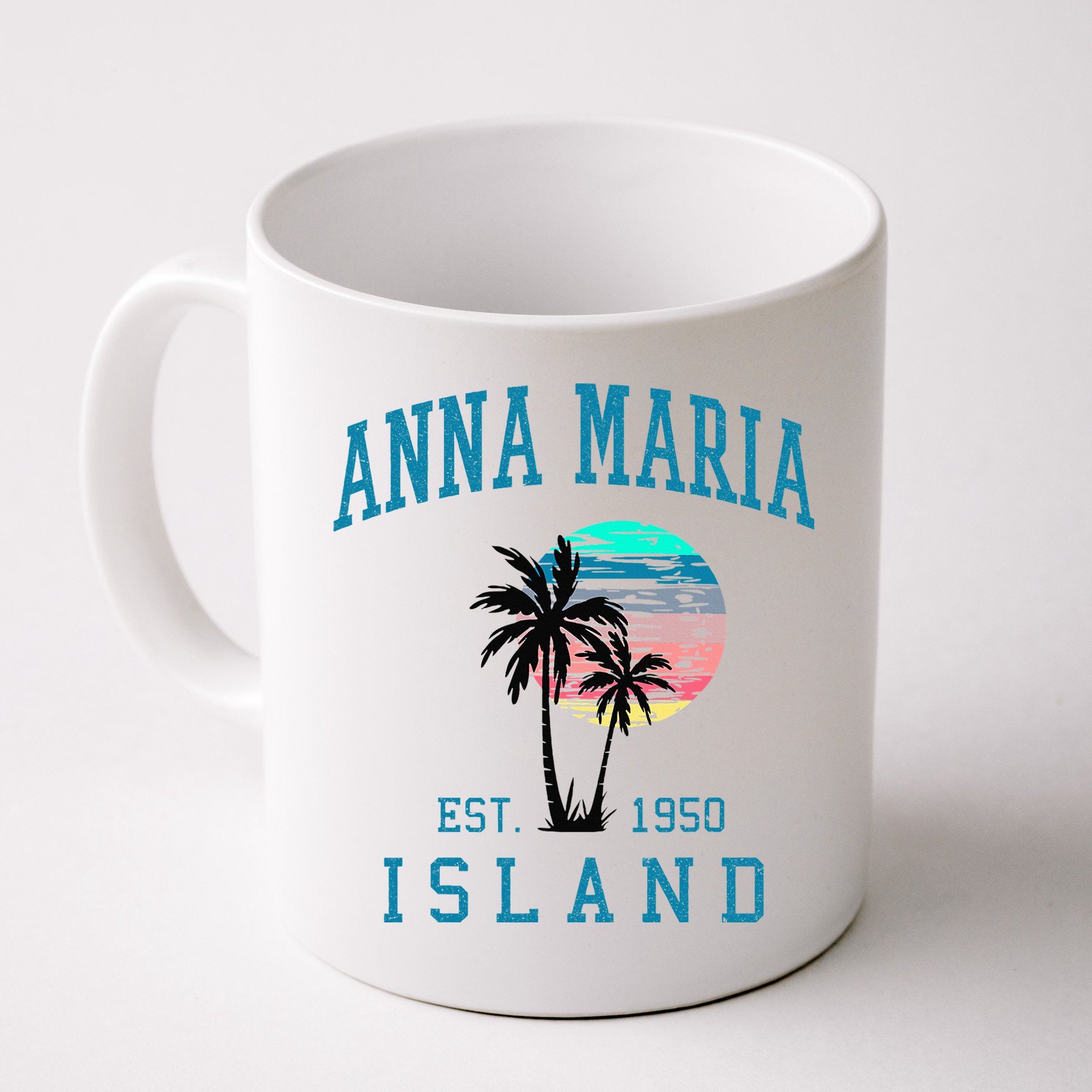 Anna Maria Island Florida Vintage Beach Palm Trees Summer Mug