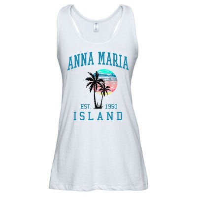 Anna Maria Island Florida Vintage Beach Palm Trees Summer Ladies Essential Flowy Tank