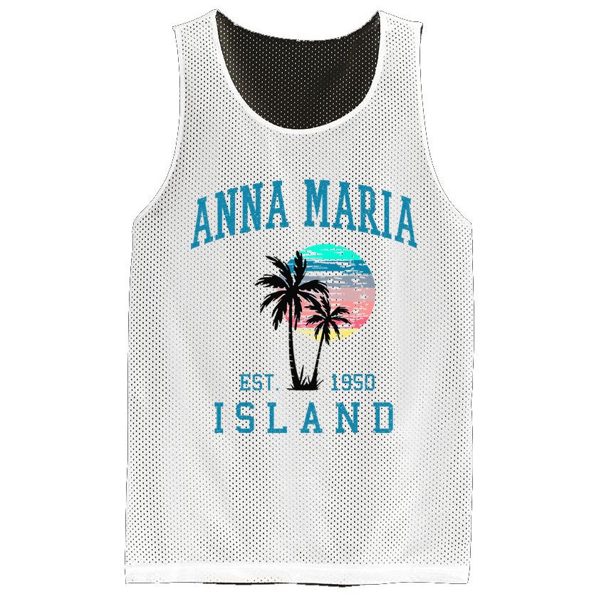 Anna Maria Island Florida Vintage Beach Palm Trees Summer Mesh Reversible Basketball Jersey Tank