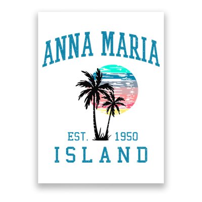 Anna Maria Island Florida Vintage Beach Palm Trees Summer Poster