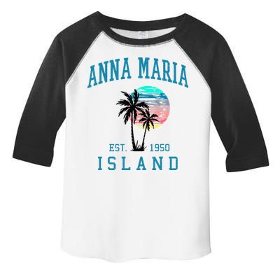 Anna Maria Island Florida Vintage Beach Palm Trees Summer Toddler Fine Jersey T-Shirt