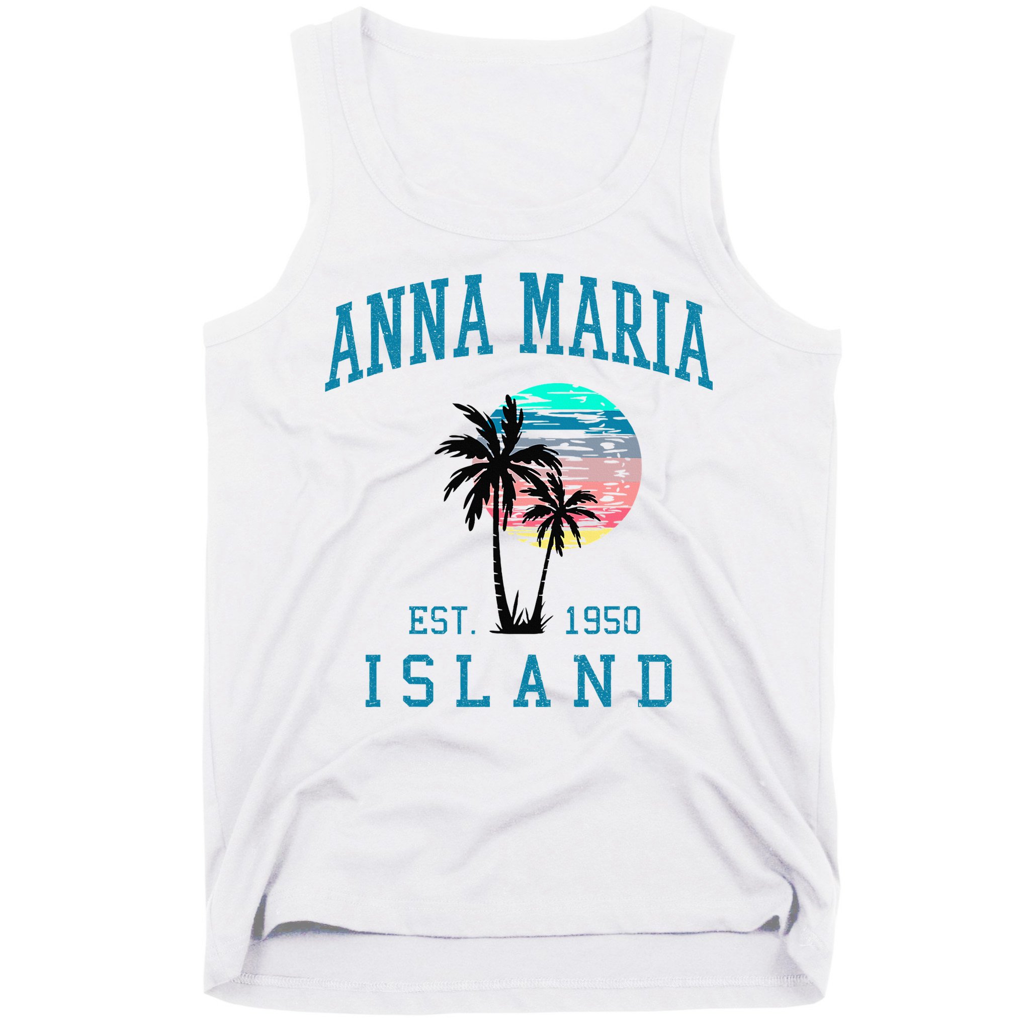 Anna Maria Island Florida Vintage Beach Palm Trees Summer Tank Top
